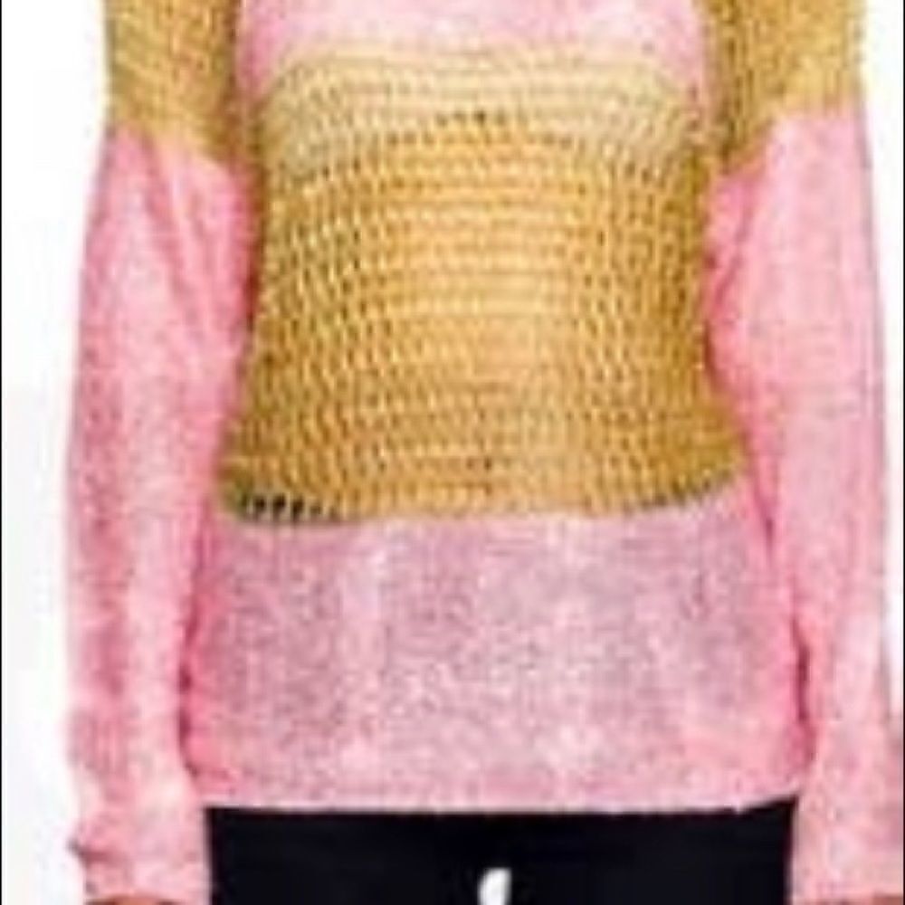 Sequin and Netting Long Sleeve Sweater